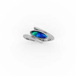 Faustina Ring - Boulder Opal Doublet Handcrafted in 9kt White Gold Ring