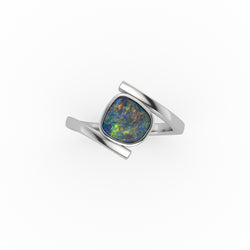 Favour Ring - Boulder Opal Doublet Handcrafted in 9kt White Gold Ring