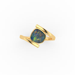 Favour Ring - Boulder Opal Doublet Handcrafted in 9kt Yellow Gold Ring