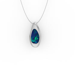 Desire Pendant - Boulder Opal Doublet Handcrafted in 9kt White Gold Pendant