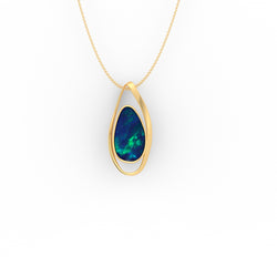 Desire Pendant - Boulder Opal Doublet Handcrafted in 9kt Yellow Gold Pendant