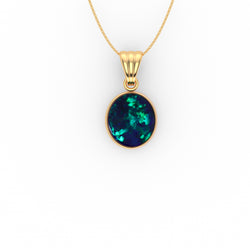 Emery Pendant - Boulder Opal Doublet Handcrafted in 9kt Yellow Gold Pendant