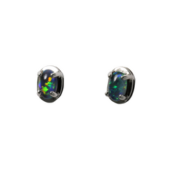 Australian Triplet Opal 14 kt White Gold Ear Rings