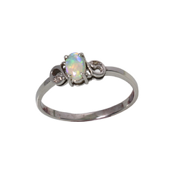 Australian Solid Crystal Opal 18kt White Gold Ring