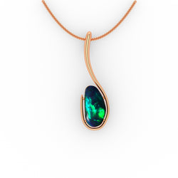 Amanda Pendant - Black Opal Solid Handcrafted in 9kt Yellow Rose Pendant
