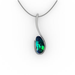 Amanda Pendant - Black Opal Solid Handcrafted in 9kt White Gold Pendant