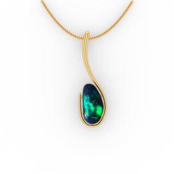 Amanda Pendant - Black Opal Solid Handcrafted in 9kt Yellow Gold Pendant